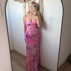 Vibrant Pink and Purple Maxi Dress